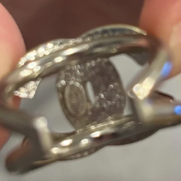 CHANEL silver tone Ring with Pearl Accents size 7 adjustable - Picture 8 of 8